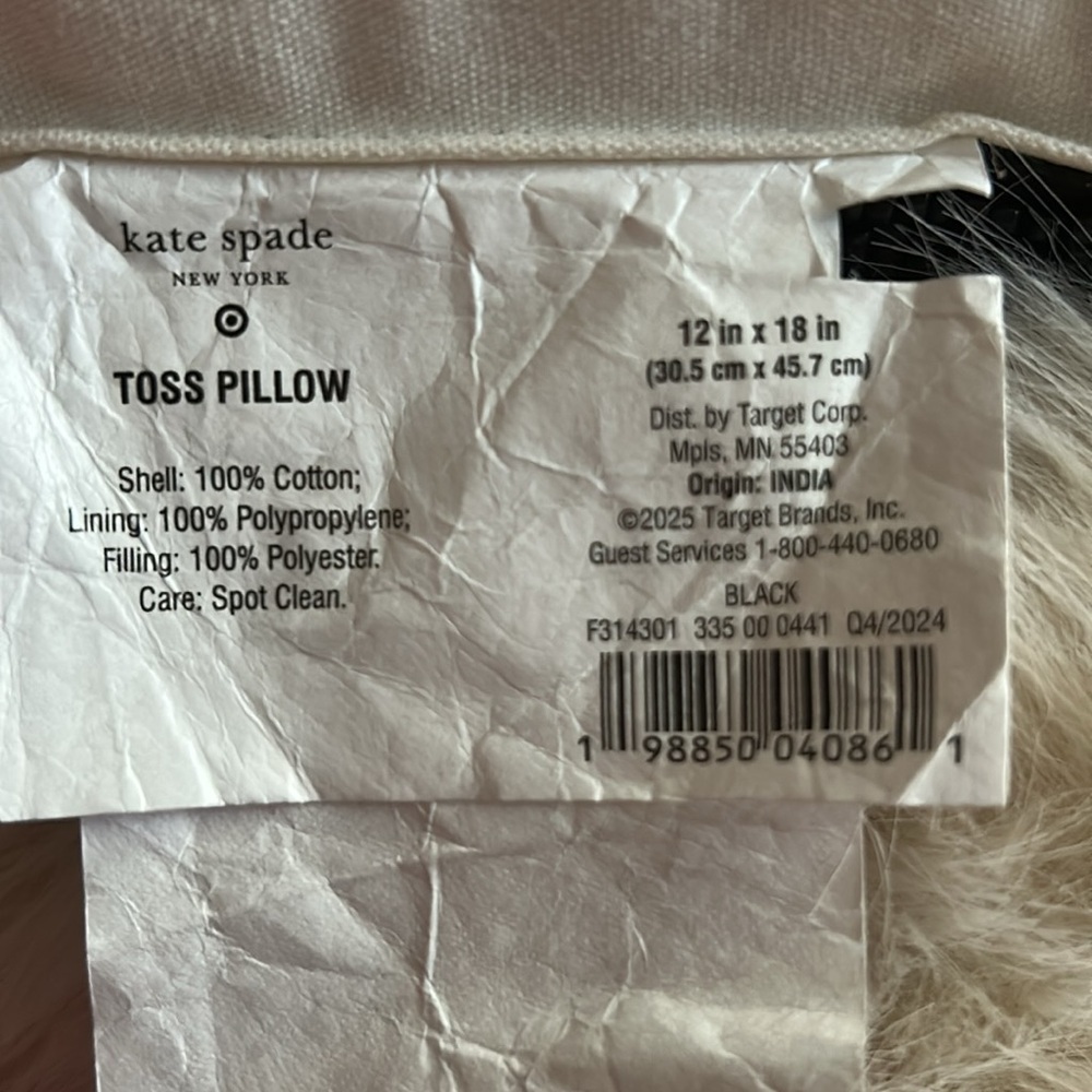 Kate Spade x Target Beaded Lumbar Throw Pillow Black/White Take it Easy NWT - Picture 6 of 6
